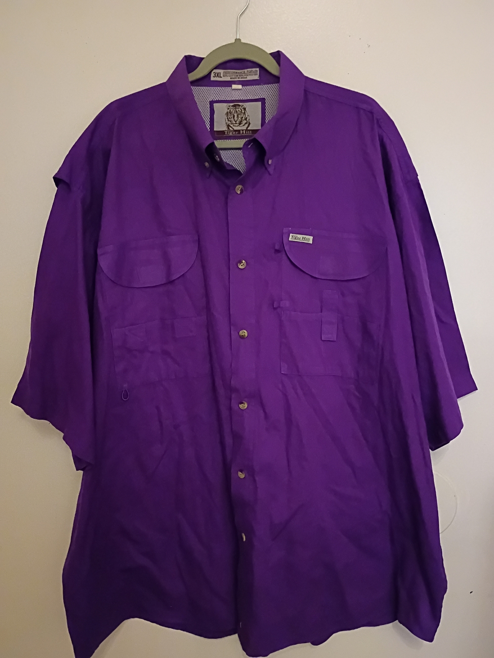 Tiger Hill Men's Purple Short-Sleeve‎ Performance Shirt Sz 3XL